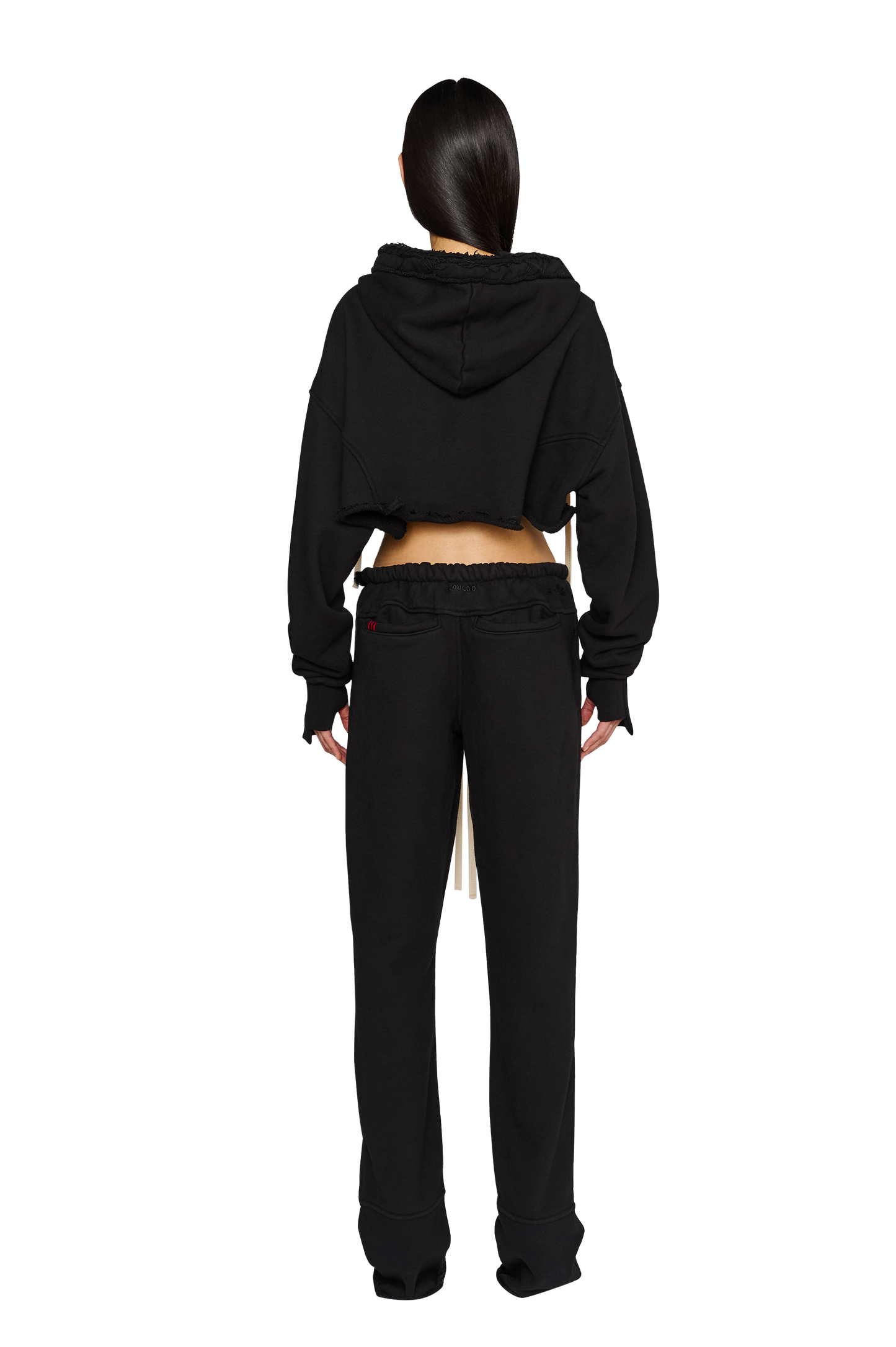 Straight Leg, Distressed Tracksuit Bottoms - Carbon