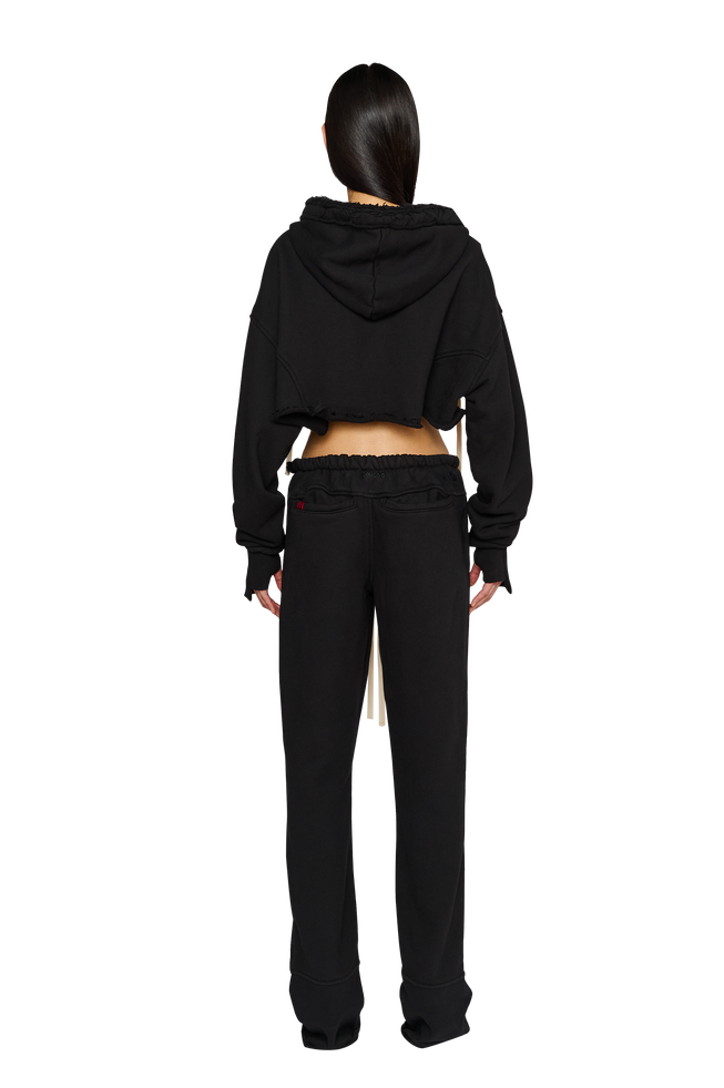 Straight Leg, Distressed Tracksuit Bottoms - Carbon