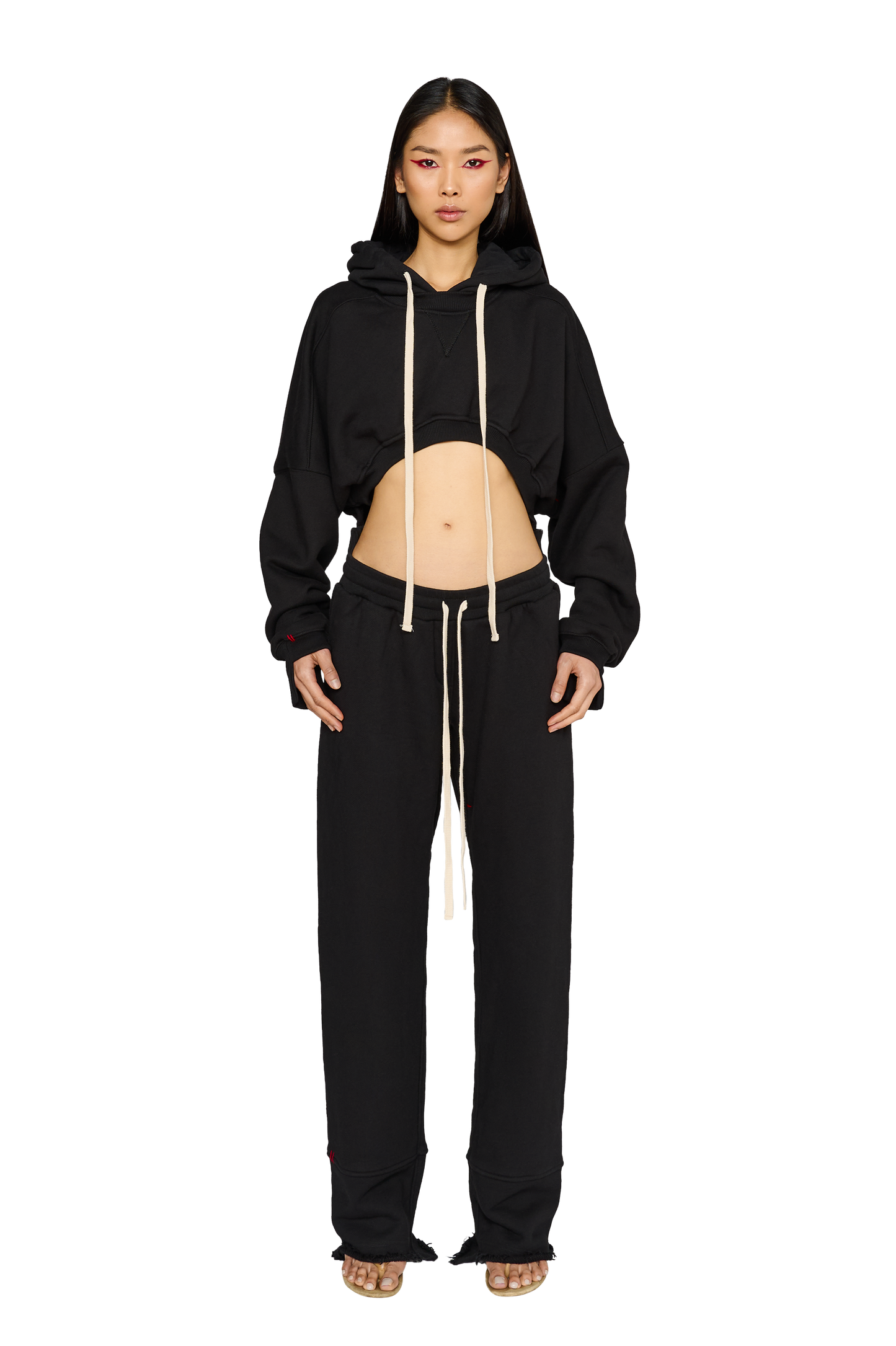 Asymmetric, Fitted Crotch Tracksuit Bottoms - Carbon