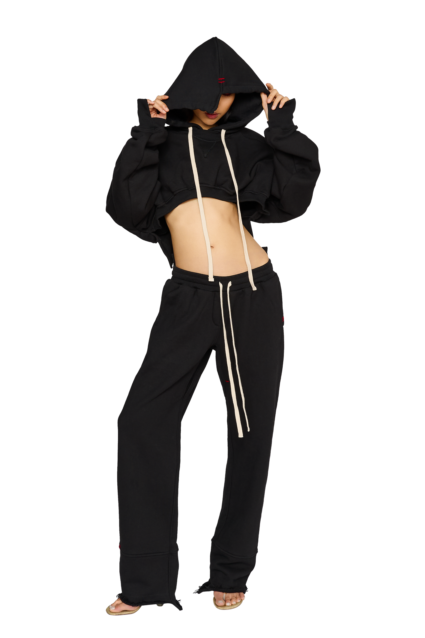 Asymmetric, Fitted Crotch Tracksuit Bottoms - Carbon