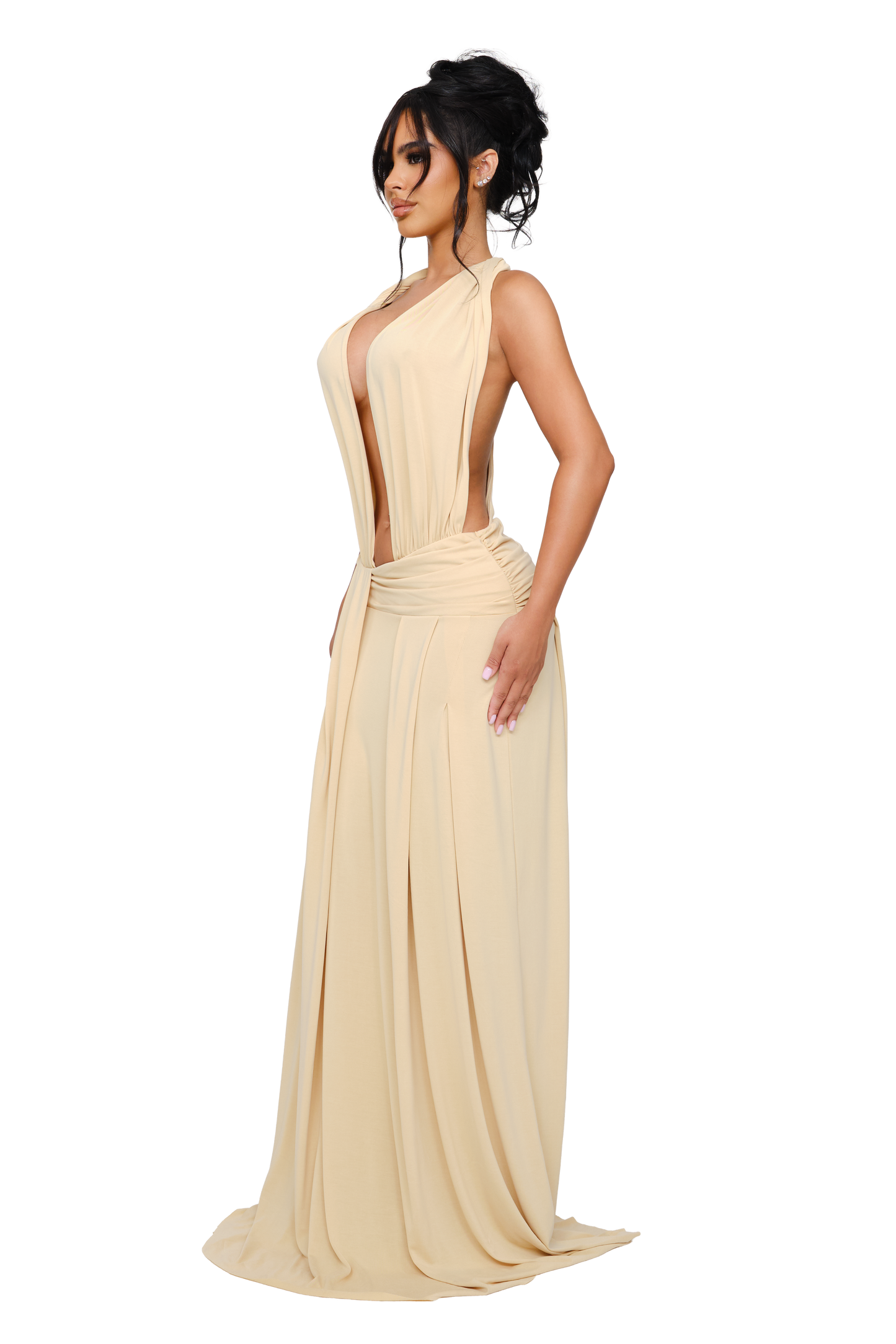 Solene Draped Maxi Dress - Pear Flesh