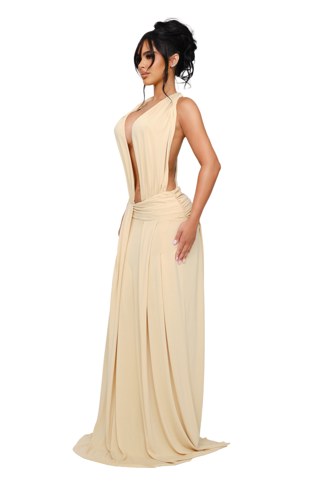 Solene Draped Maxi Dress - Pear Flesh