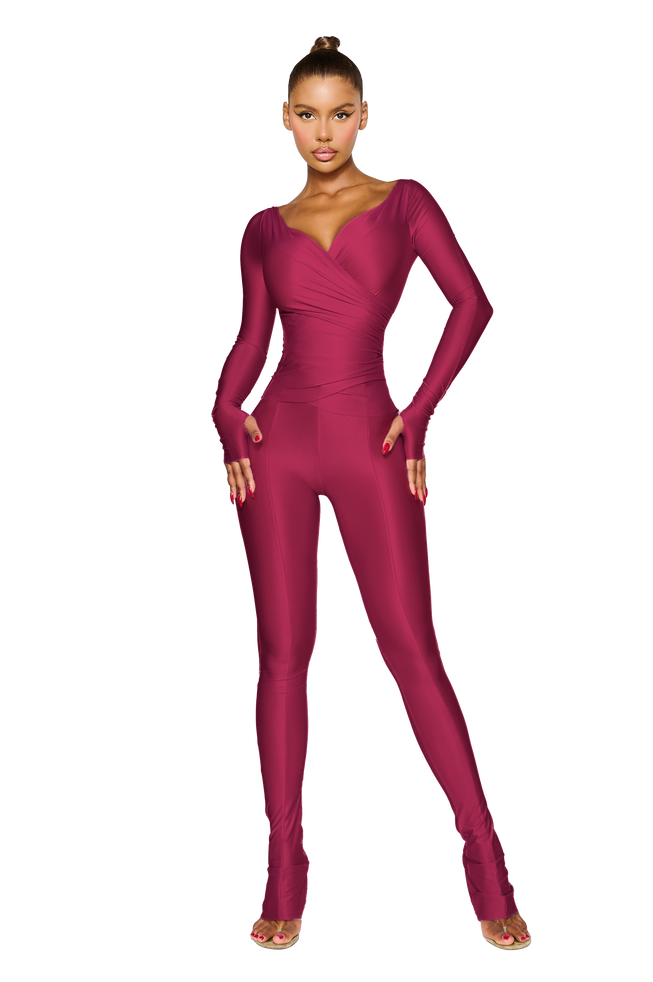LANAI LONG-SLEEVED TOP - Red Wine