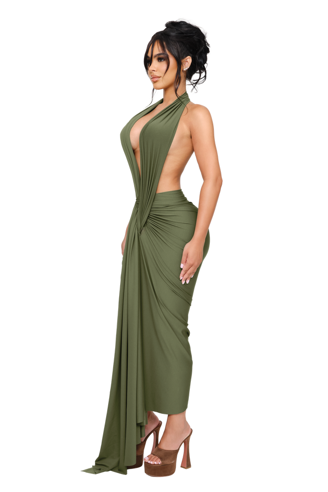 Dionè Halter Midi Dress - Vine Slip