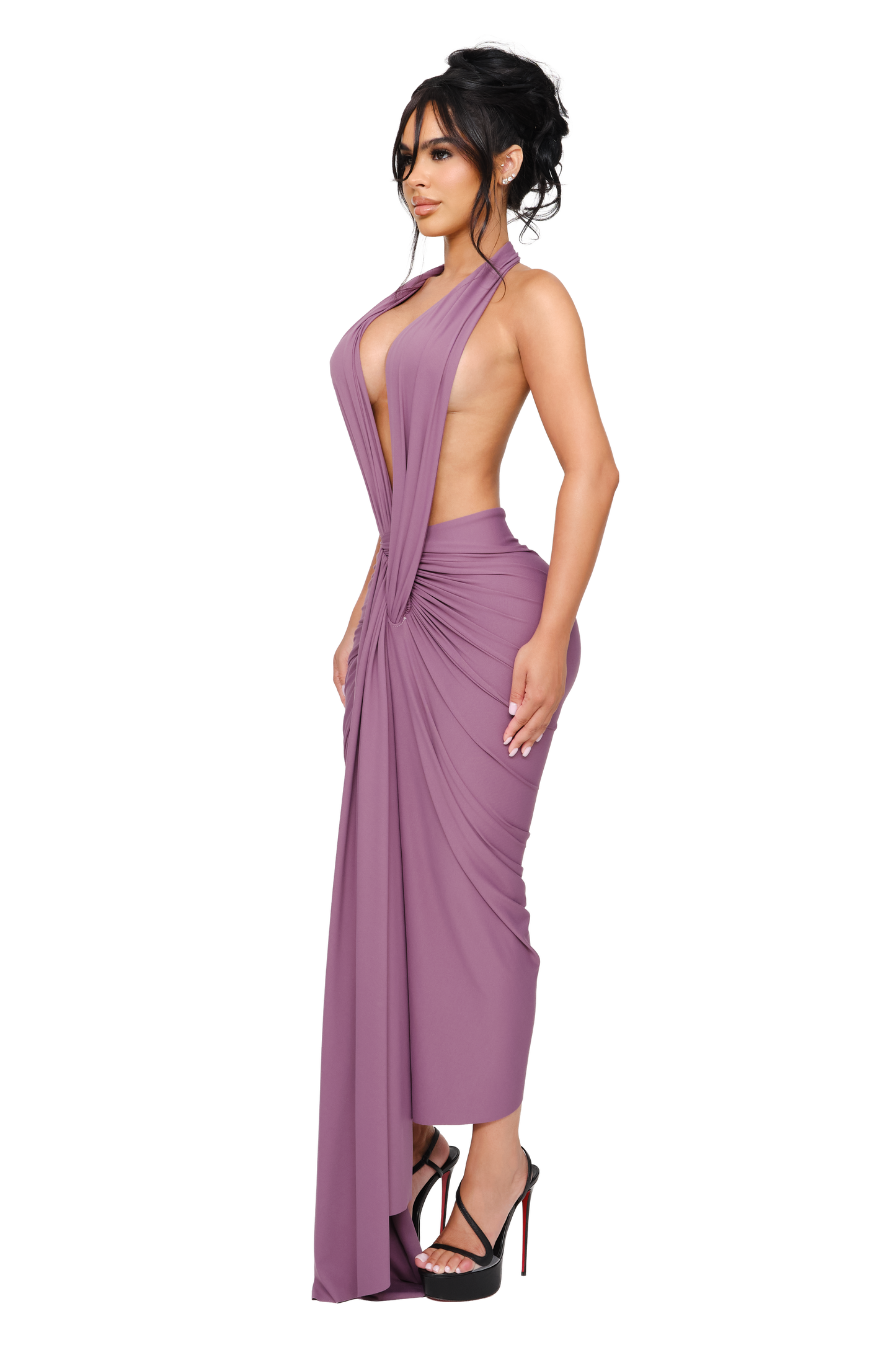 Dionè Halter Midi Dress - Wilted Plum