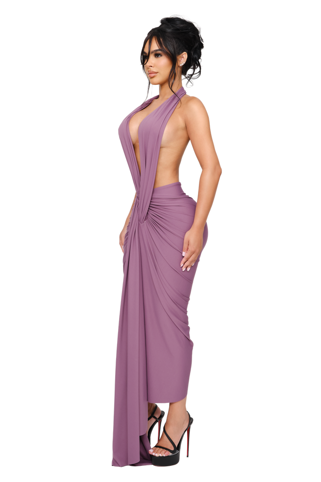 Dionè Halter Midi Dress - Wilted Plum