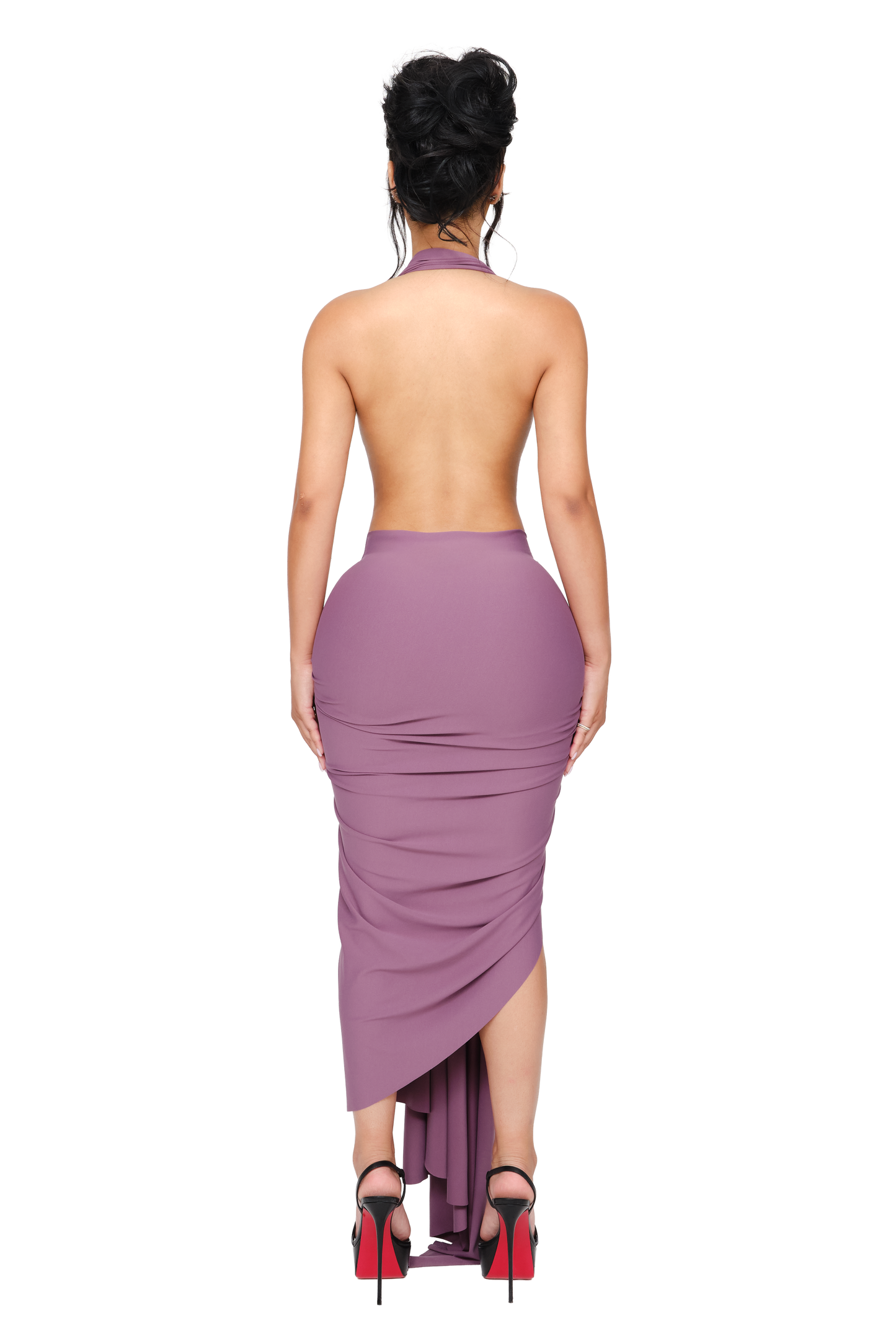 Dionè Halter Midi Dress - Wilted Plum