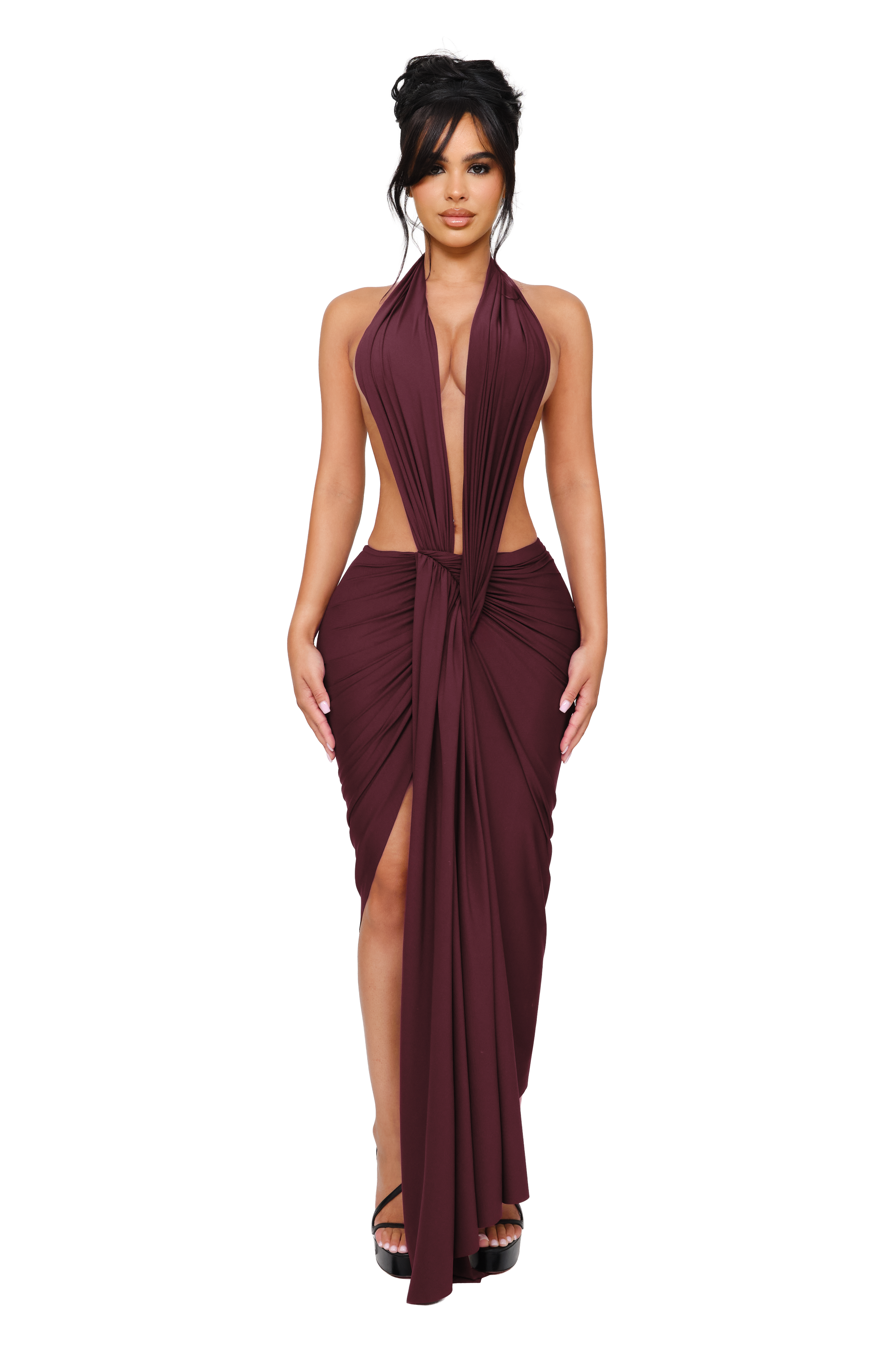 Dion Halter Midi Dress - Chianti Stain CouCoo Dion Halter Midi Dress - Chianti Stain CouCoo