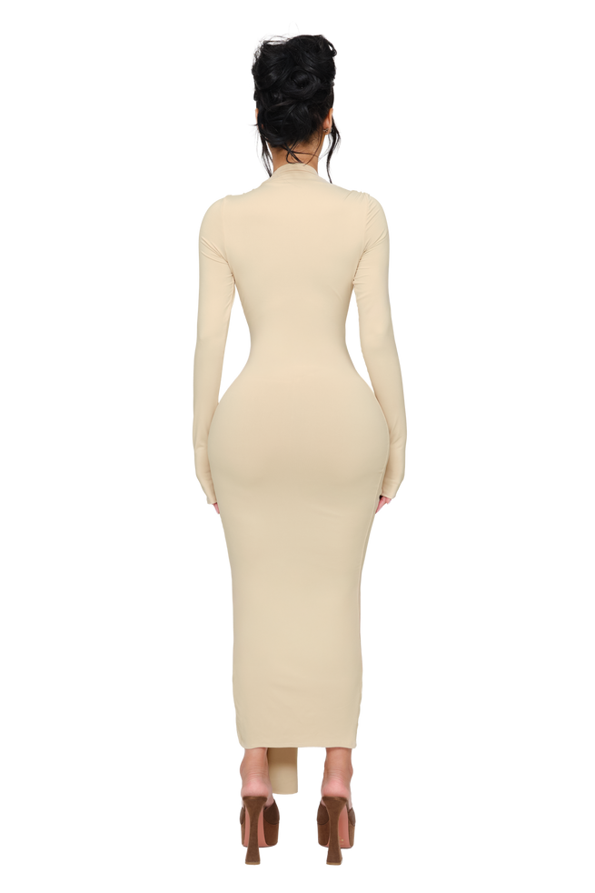 Noxra Deep Plunge Dress - Untouched Butter