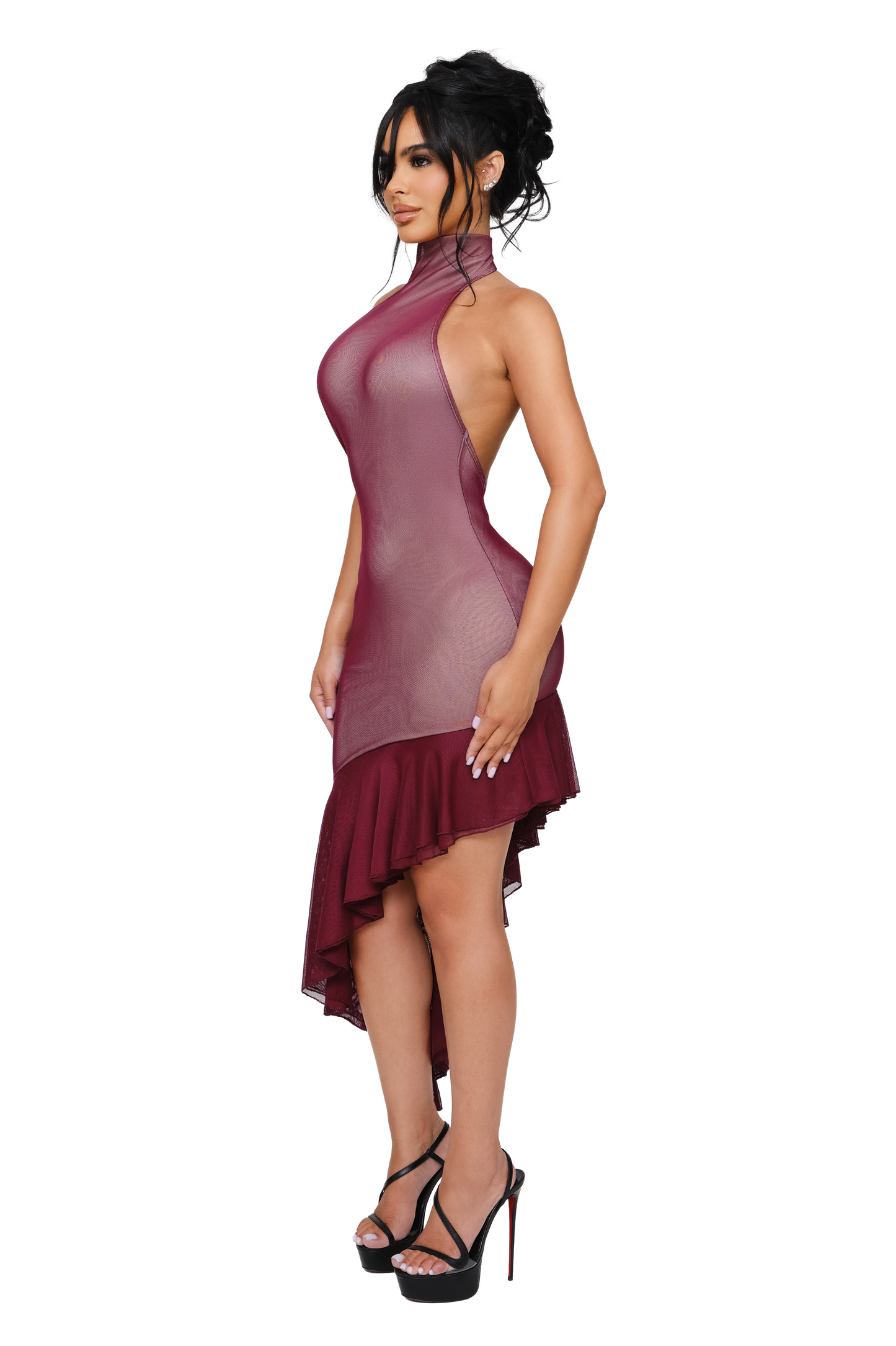 Caliri Ruffle Mini Dress - Sweet Bruise