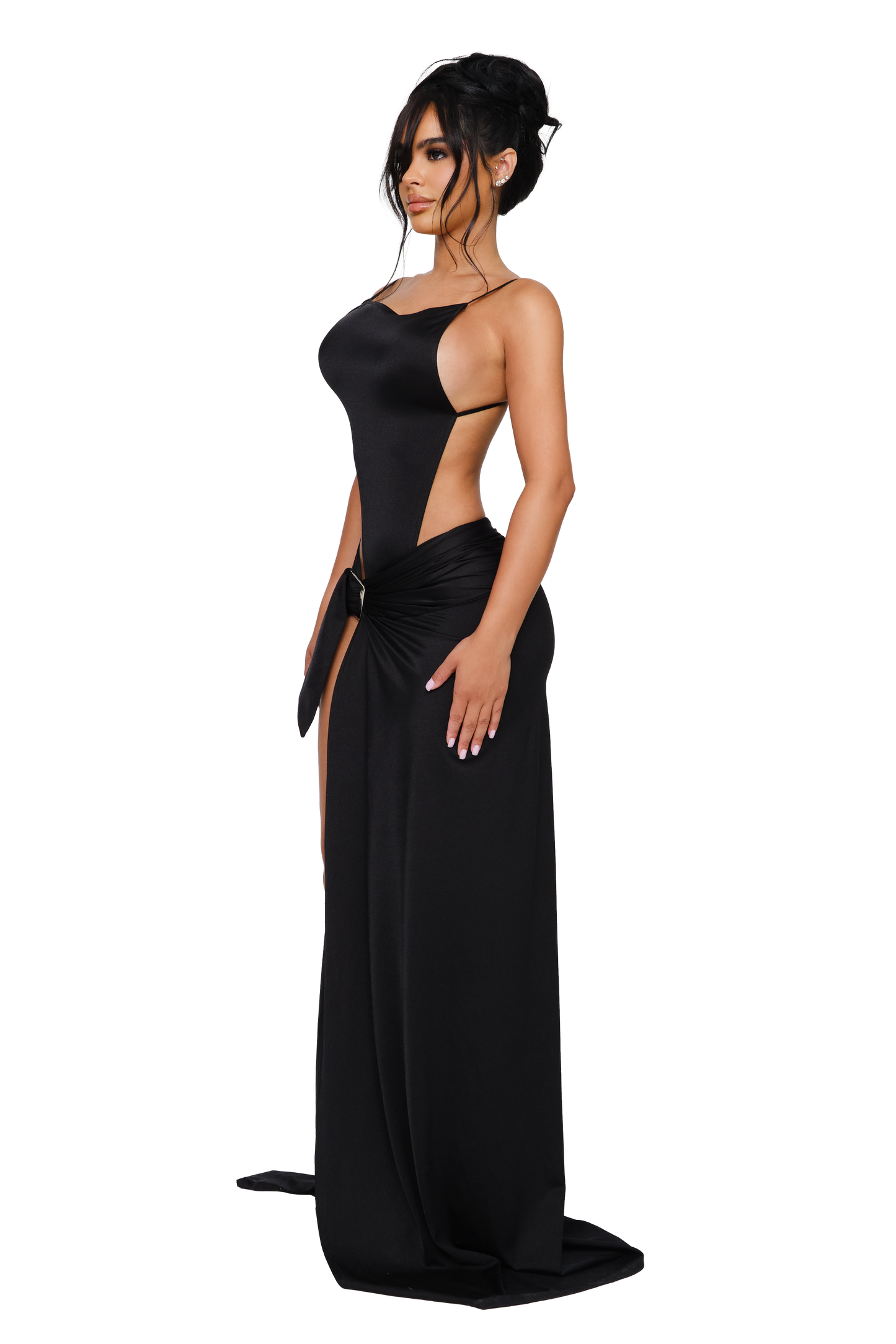 Thessia Cut-Out Maxi Dress - Black Echo