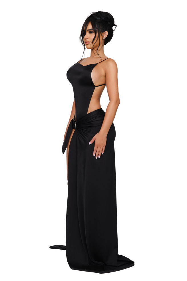 Thessia Cut-Out Maxi Dress - Black Echo