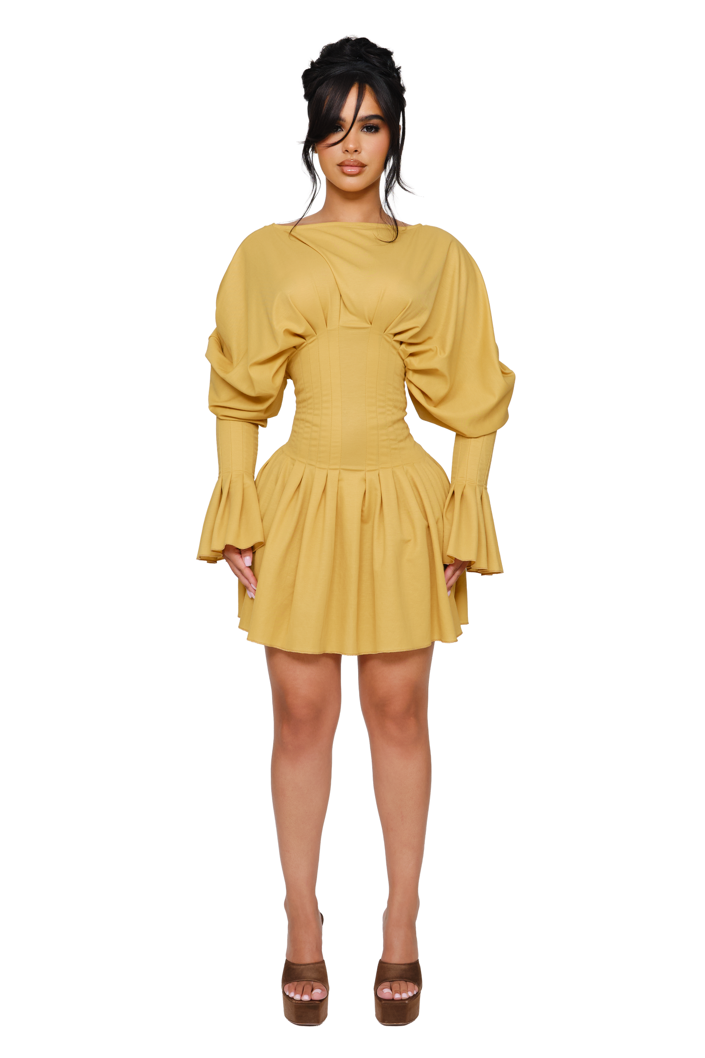 Dusk Draped Mini Dress - Lemon Spoil