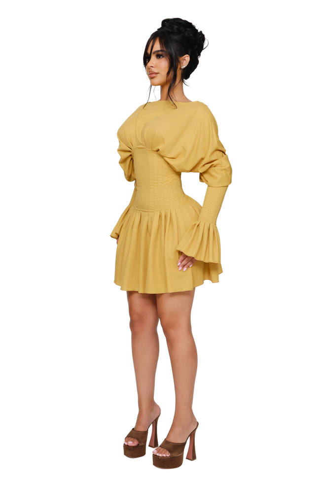 Dusk Draped Mini Dress - Lemon Spoil