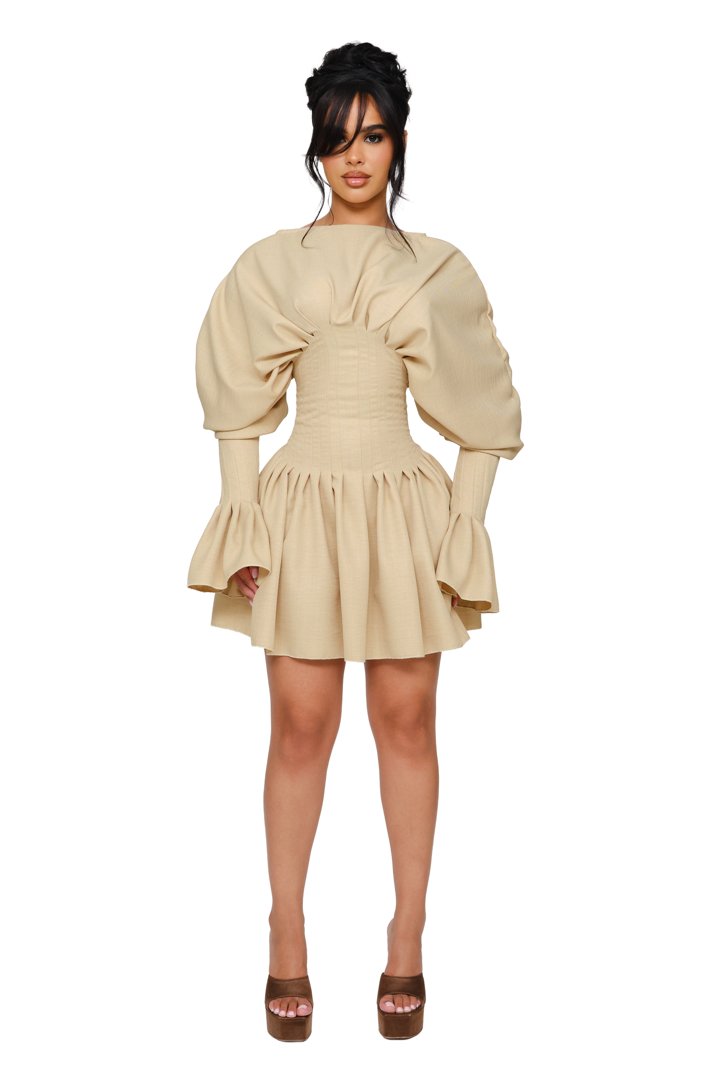Dusk Draped Mini Dress - Dusted Shell