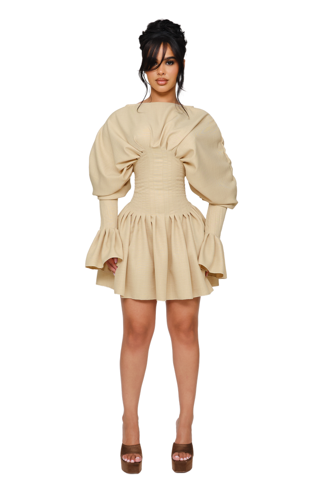 Dusk Draped Mini Dress - Dusted Shell