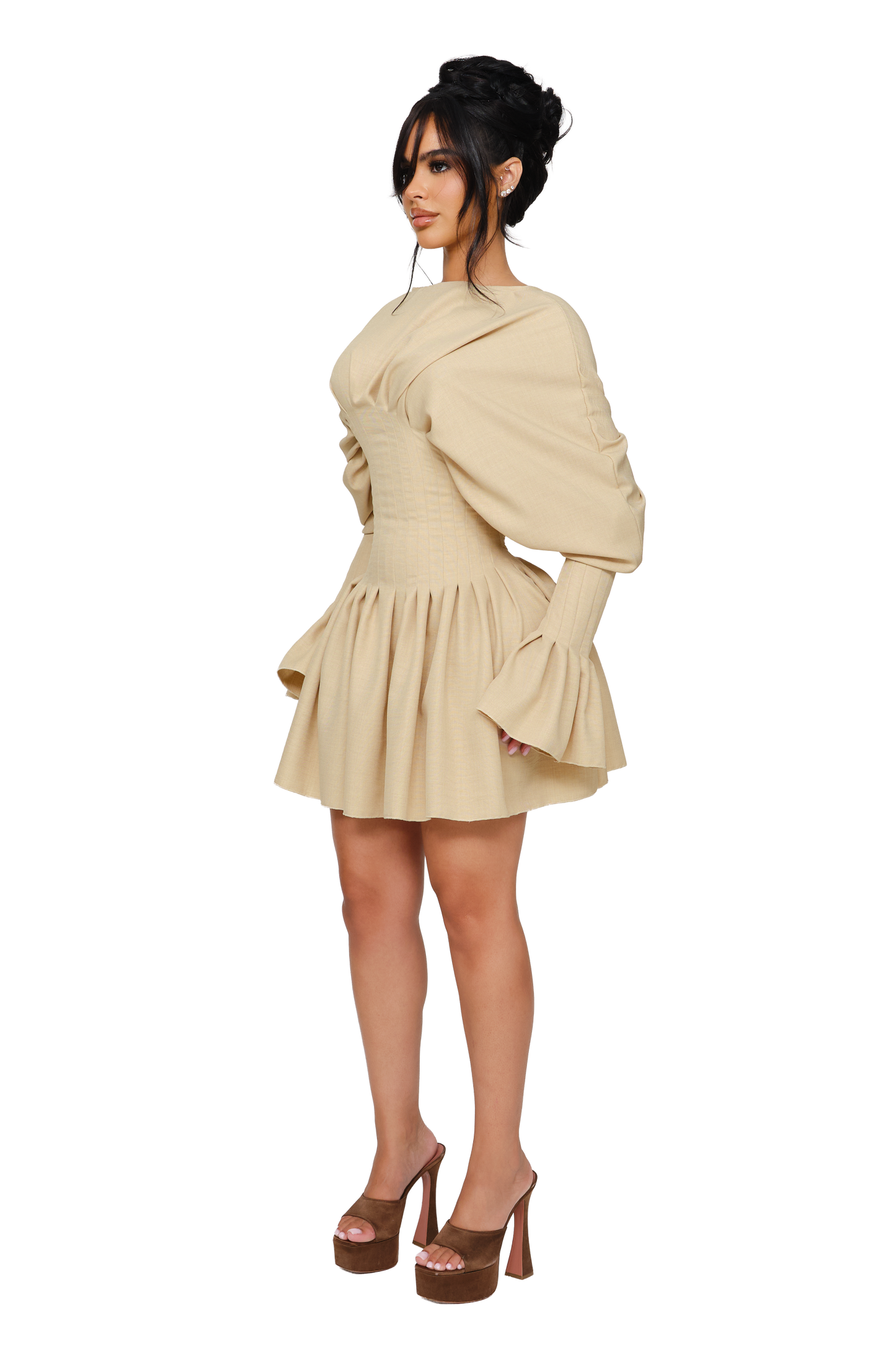 Dusk Draped Mini Dress - Dusted Shell