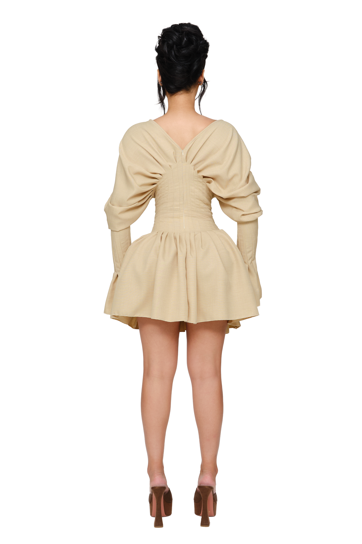 Dusk Draped Mini Dress - Dusted Shell