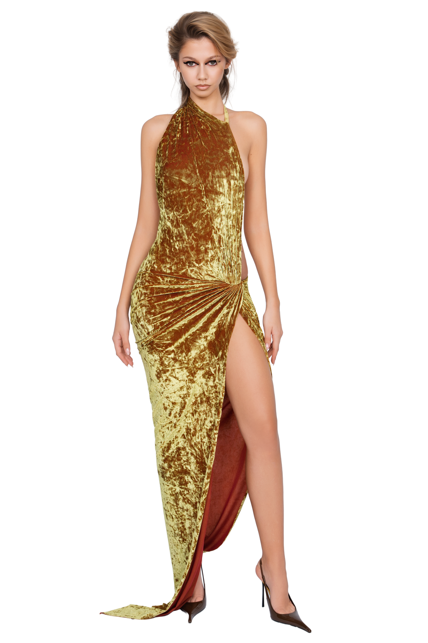 Corvaro High Split Maxi Dress - Honey Lime