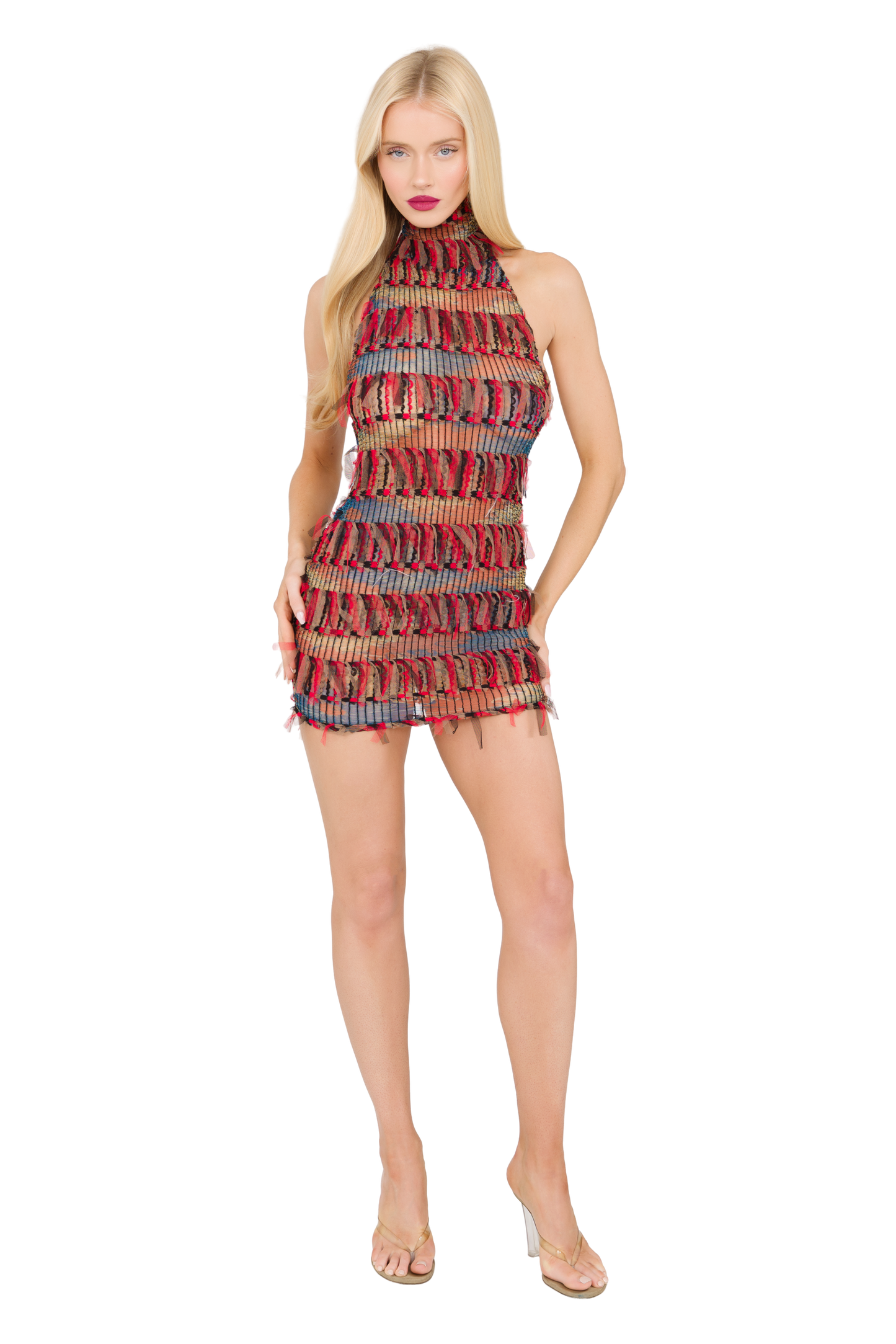 Zena High Neck Mini Dress - Red Tape
