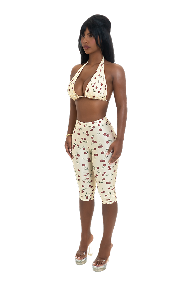 Lola High Rise Capri Leggings - Cherry Flesh