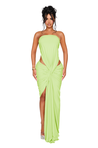 Kali Knot Dress - Soft Lime