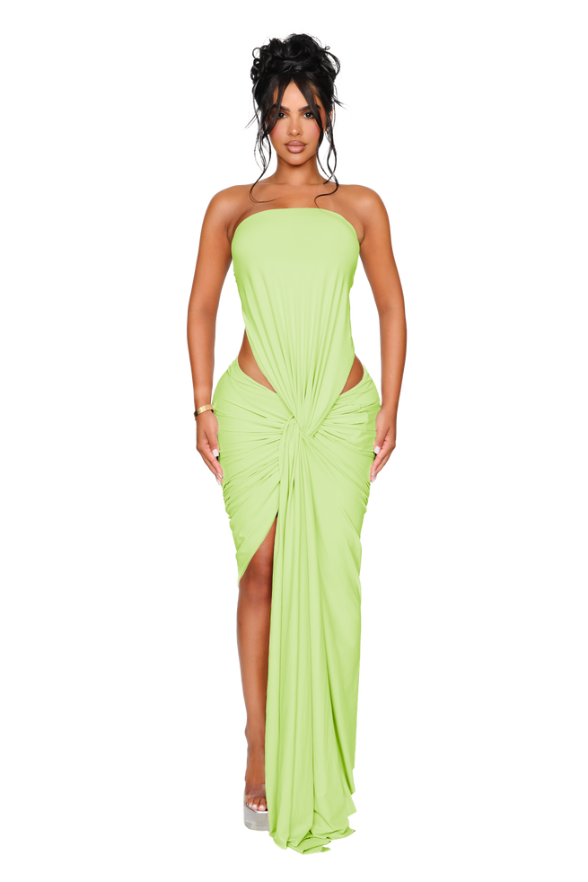 Kali Knot Dress - Soft Lime