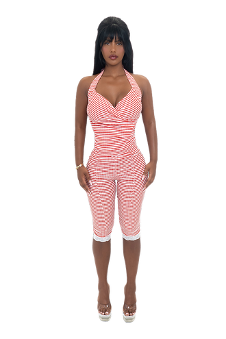 Lanai Halter Top - Raspberry Milk