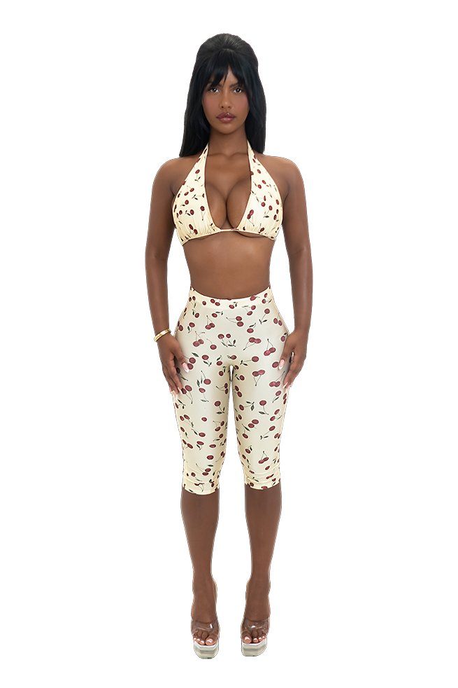 Lola High Rise Capri Leggings - Cherry Flesh