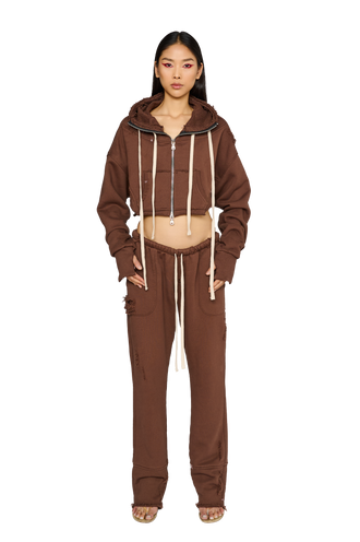 Straight Leg Distressed Tracksuit Bottoms Teddy CouCoo
