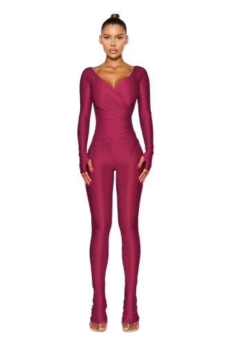 LANAI LONG-SLEEVED TOP - Red Wine