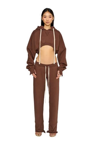 Asymmetric, Fitted Crotch Tracksuit Bottoms - Teddy