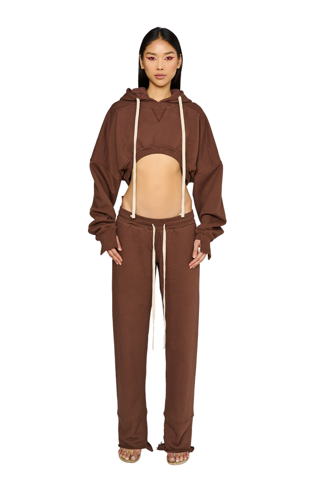 Asymmetric, Fitted Crotch Tracksuit Bottoms - Teddy