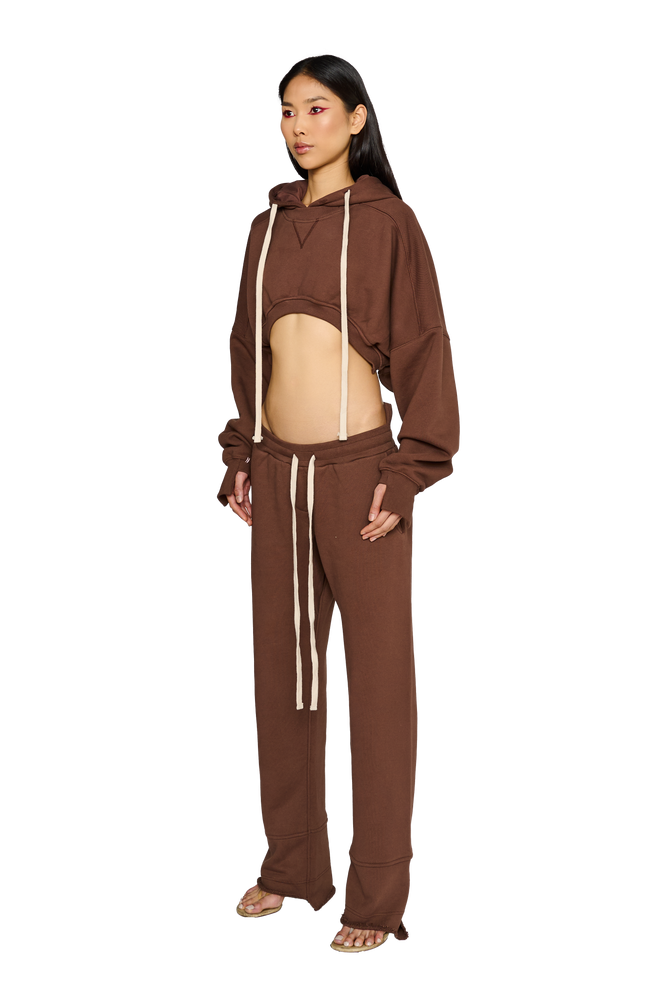 Cropped, Asymmetric Hoodie - Teddy