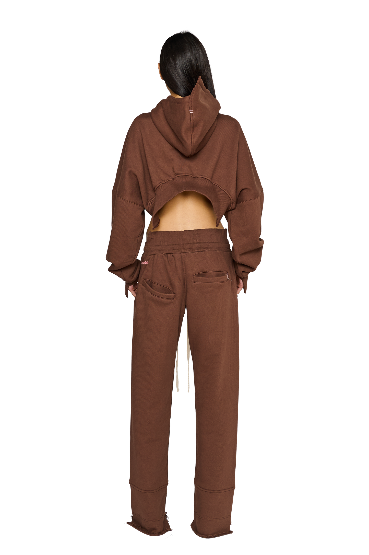 Cropped, Asymmetric Hoodie - Teddy