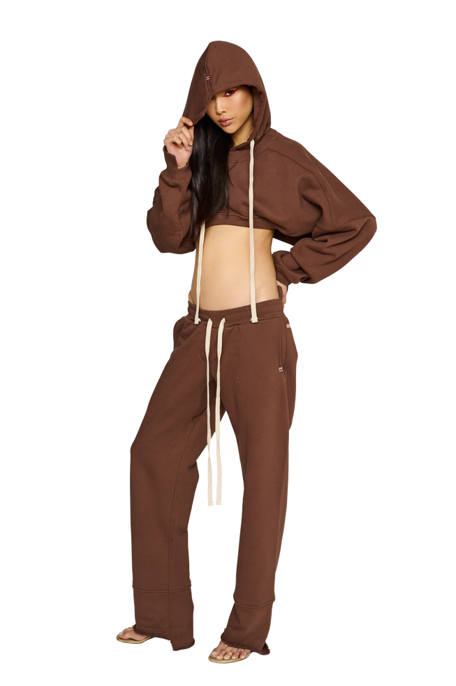 Cropped, Asymmetric Hoodie - Teddy