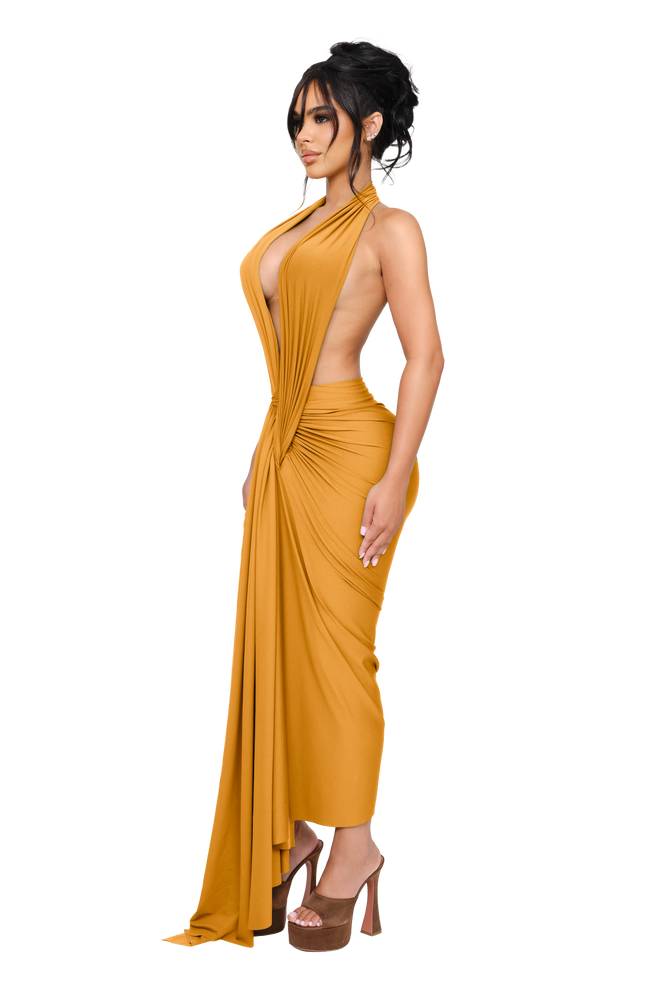 Dionè Halter Midi Dress - Muted Gold