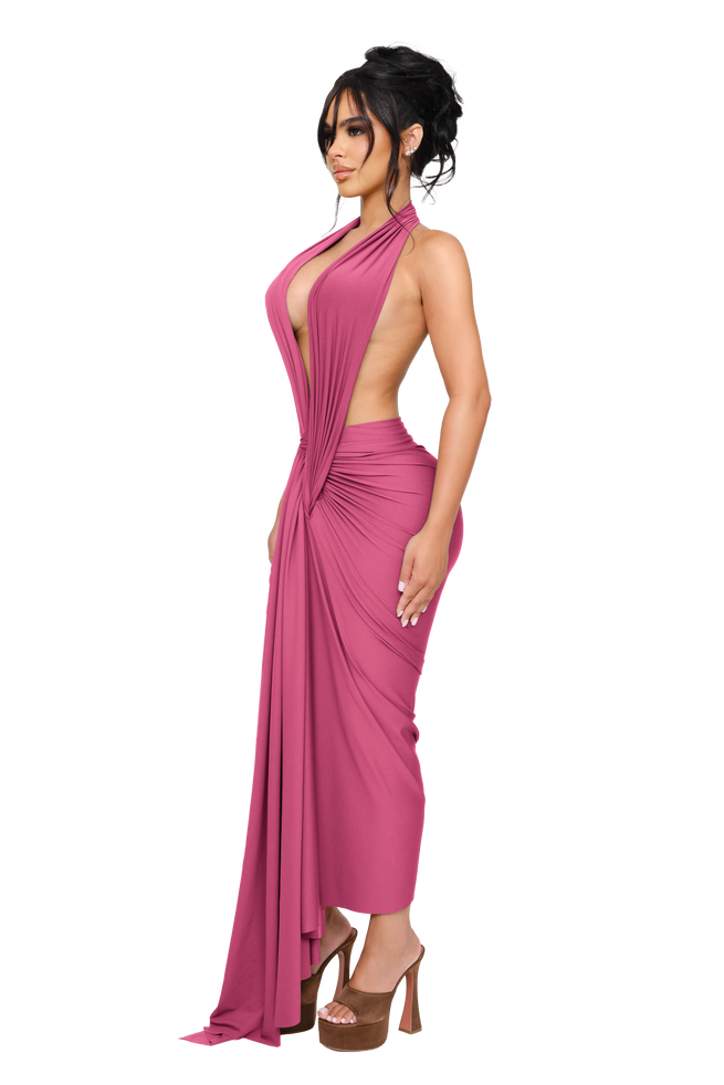 Dionè Halter Midi Dress - Berry Plush