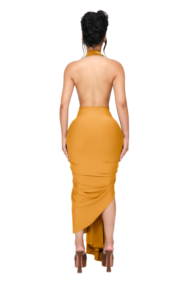 Dionè Halter Midi Dress - Muted Gold