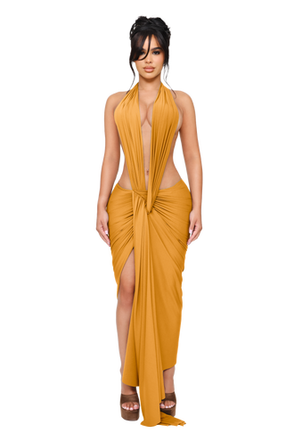 Dionè Halter Midi Dress - Muted Gold