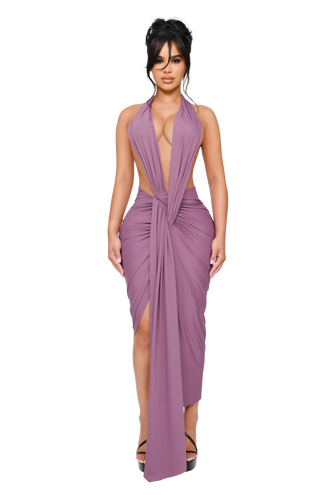 Dionè Halter Midi Dress - Wilted Plum