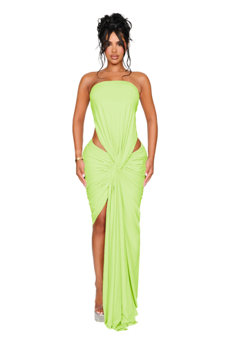Kali Knot Dress - Soft Lime