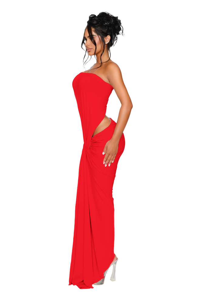 Kali Knot Dress - Flame Red