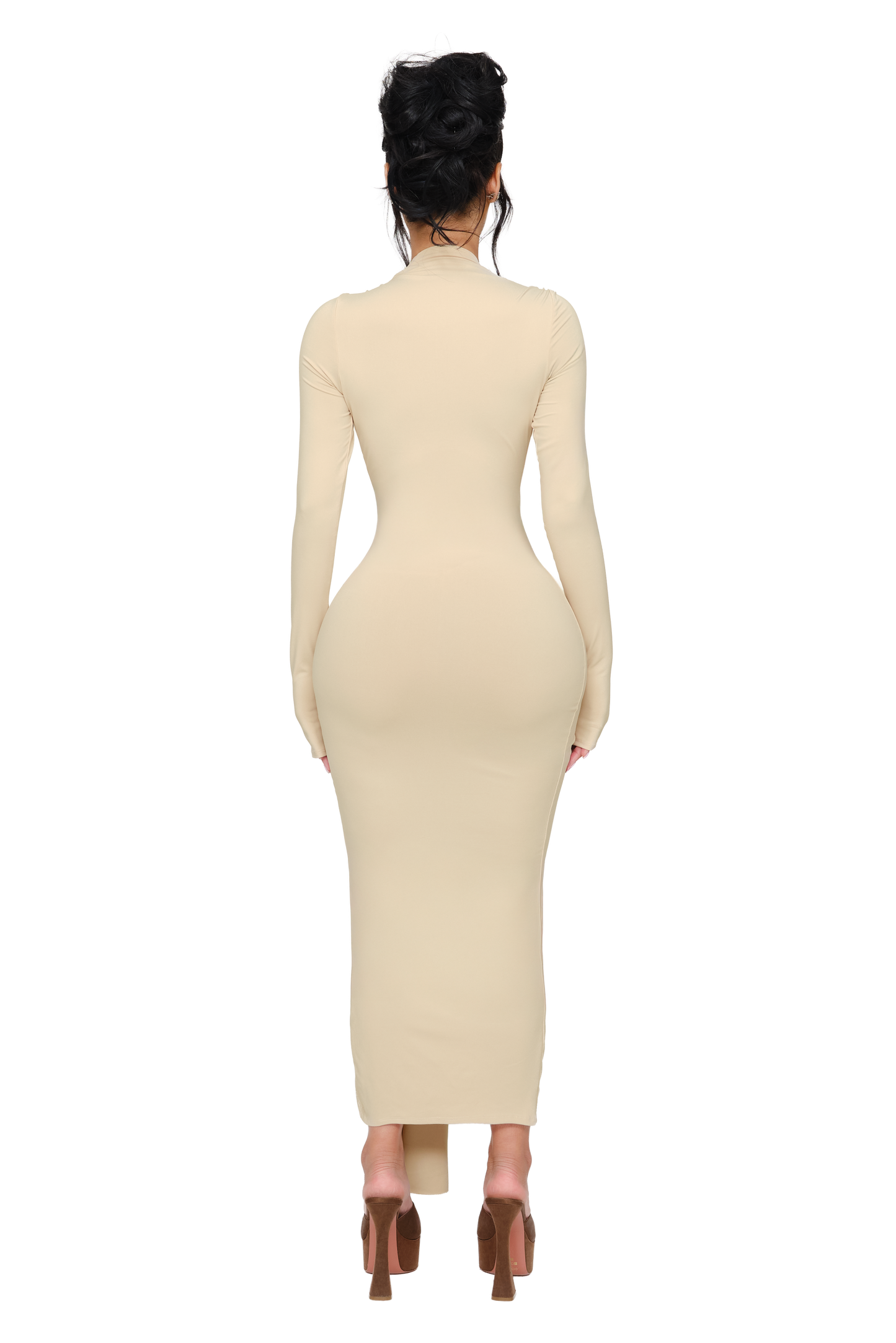 Noxra Deep Plunge Dress - Untouched Butter