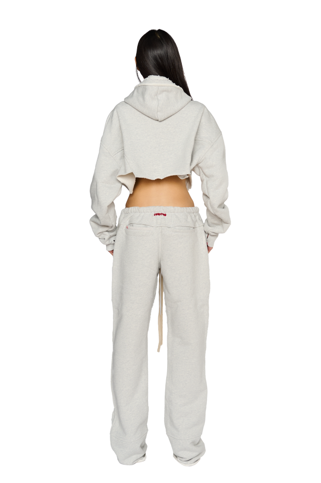 Cropped, Zip Up Hoodie - Cloud