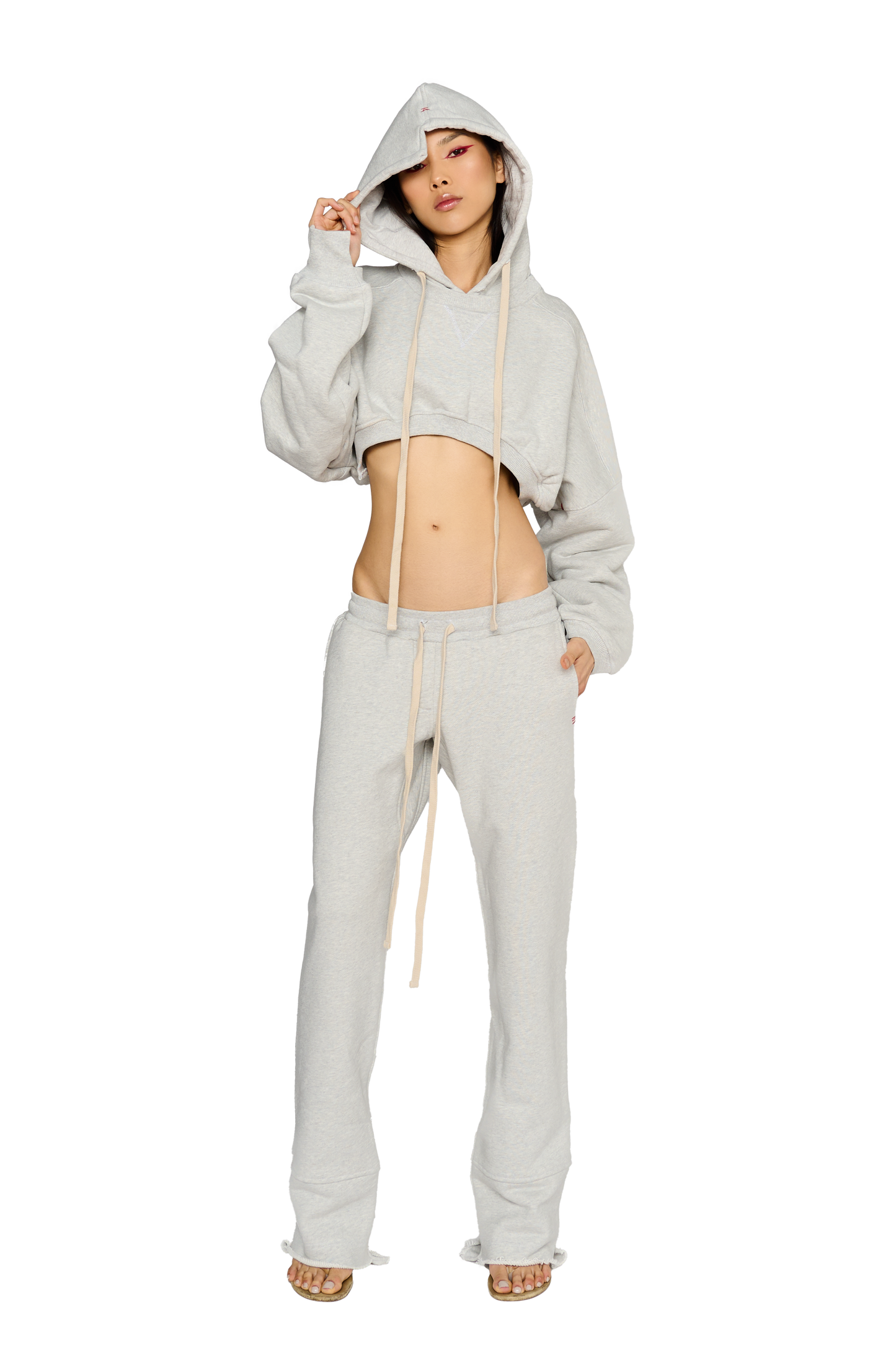 Asymmetric, Fitted Crotch Tracksuit Bottoms - Cloud