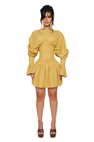 Dusk Draped Mini Dress - Lemon Spoil