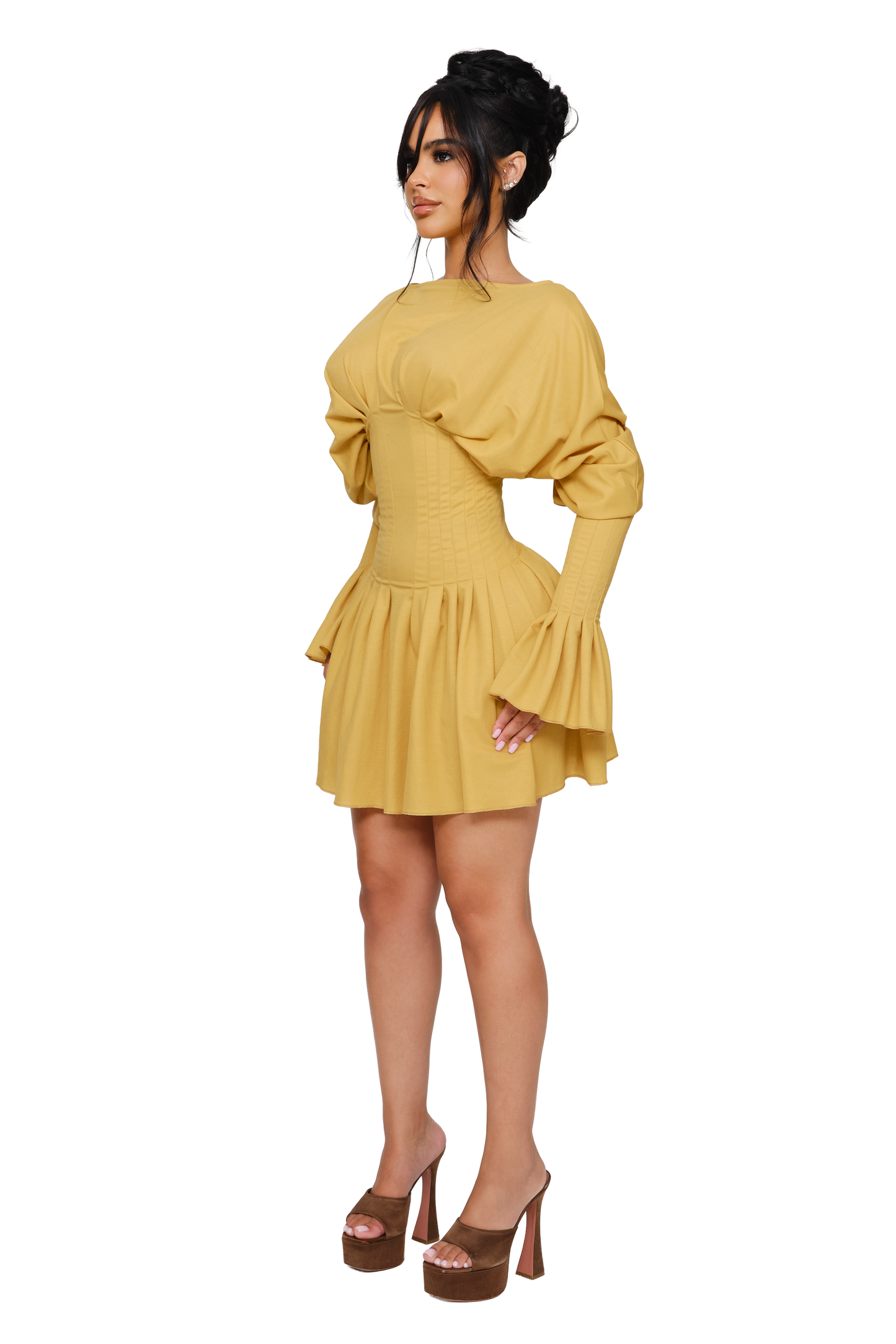 Dusk Draped Mini Dress - Lemon Spoil
