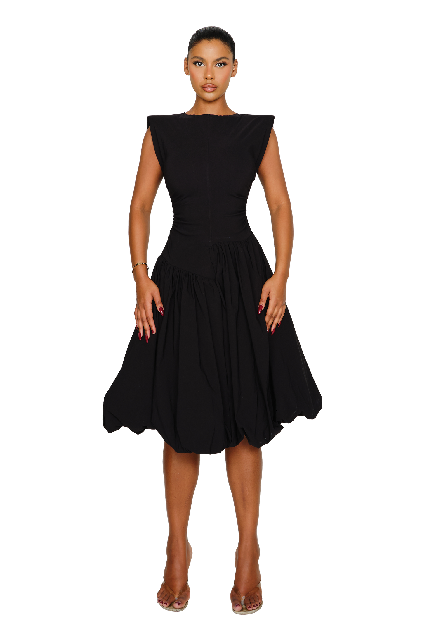 Takla Midi Dress - Satin Black