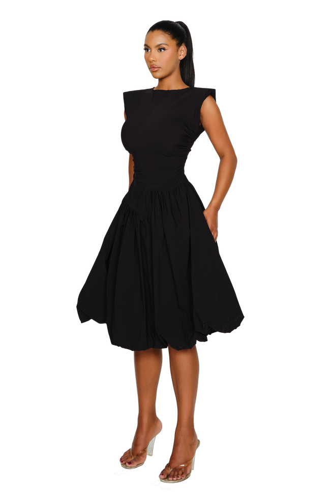 Takla Midi Dress - Satin Black